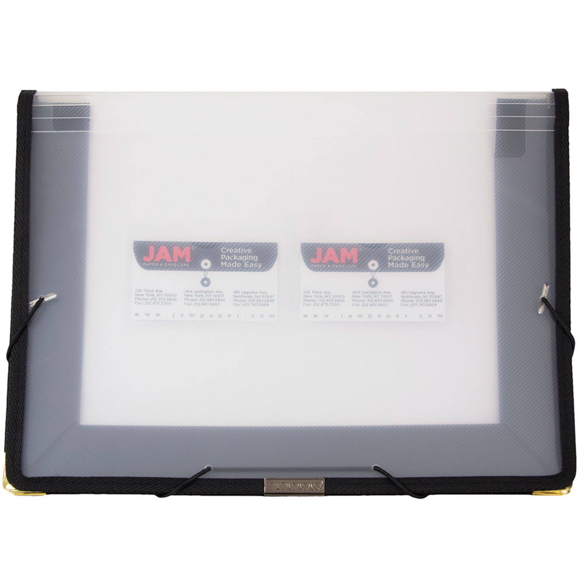 JAM Paper Clear 13" x 9.75" Expandable Elastic Closure Plastic Portfolio